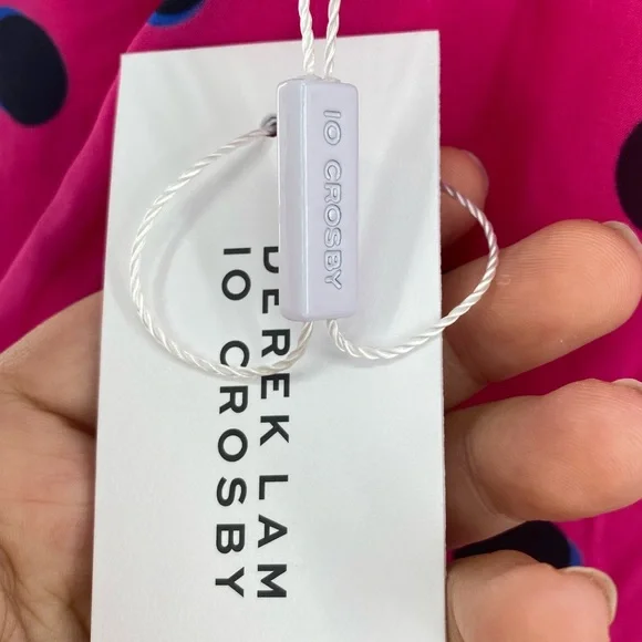 10 Crosby Derek Lam NWT Taula One Shoulder Ruffle Hem Dress Pink Polka Dots New - Picture 8 of 11